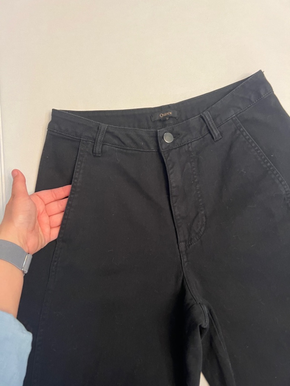 QUINCE ORGANIC COTTON TWILL BARREL PANTS BLACK SIZE 4 - Picture 9 of 16